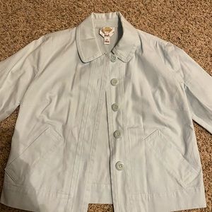 Talbots cropped jacket in light blue. Size 10, new condition